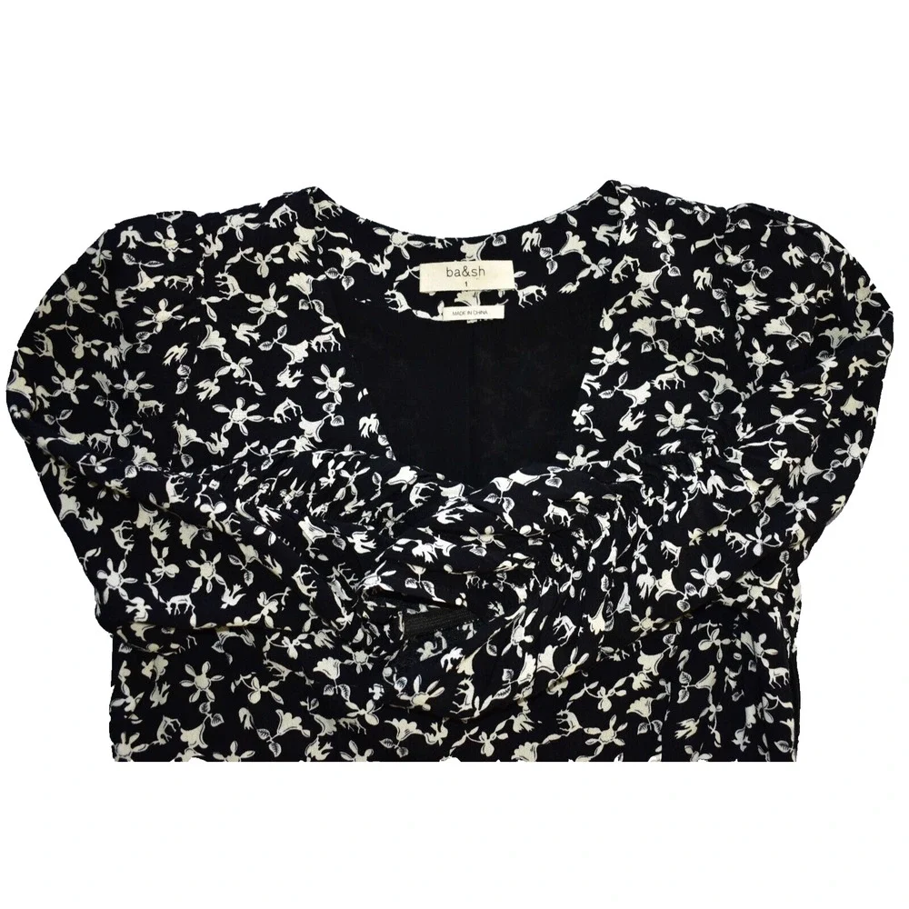 BA&SH Black & White Coachella Dress Size 1 US 6 - Picture 7 of 10